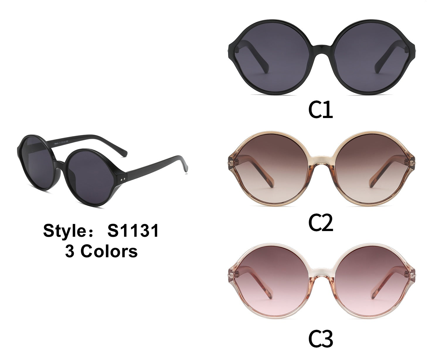 S1131 - Women Round Fashion Sunglasses - Iris Fashion Inc. | Wholesale Sunglasses and Glasses