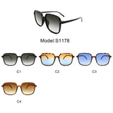 S1178 - Square Retro Oversize Flat Lens Tinted Vintage Fashion Sunglasses
