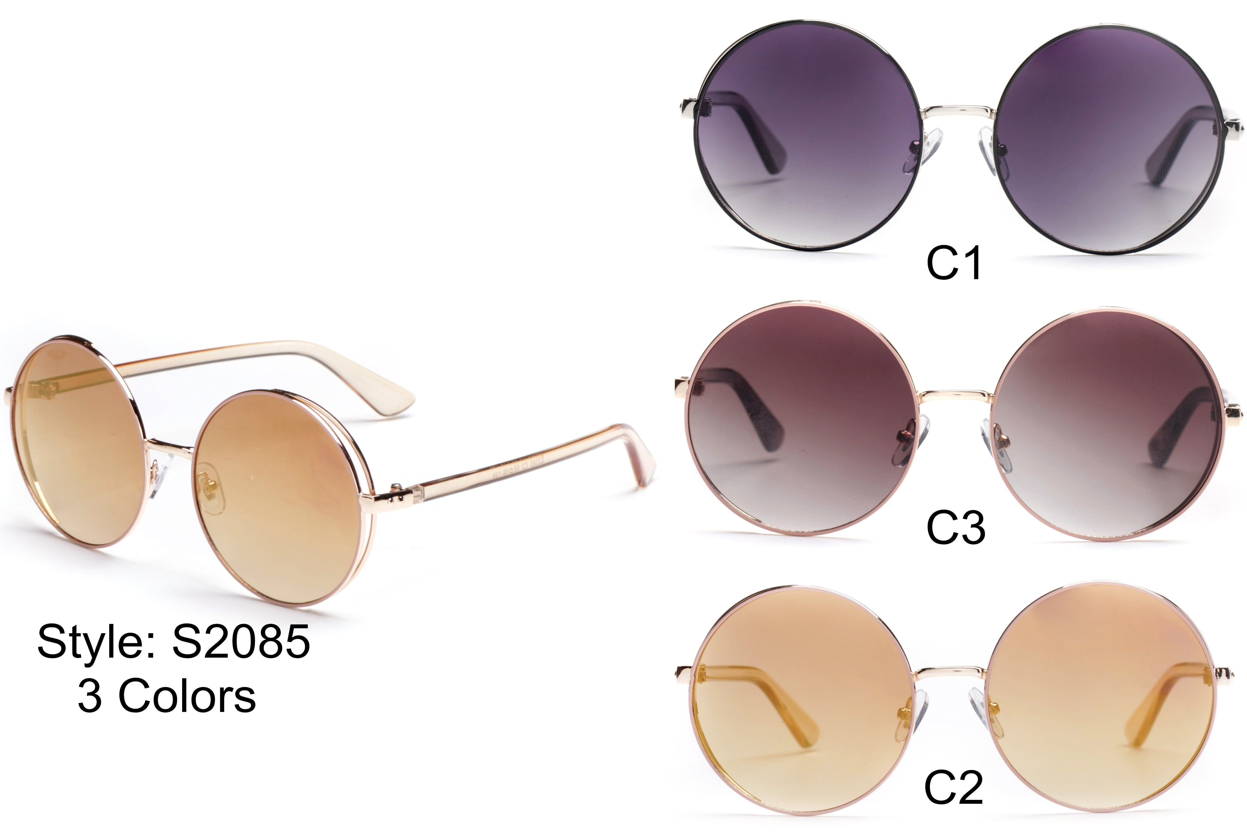 S2085 - Women Round Fashion Sunglasses - Iris Fashion Inc. | Wholesale Sunglasses and Glasses