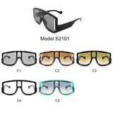 S2101 - Square Retro Oversize Vintage Shield Fashion Visor Sunglasses