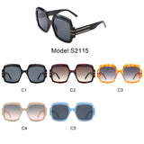 S2115 - Women Oversize Flat Top Fashion Square Sunglasses