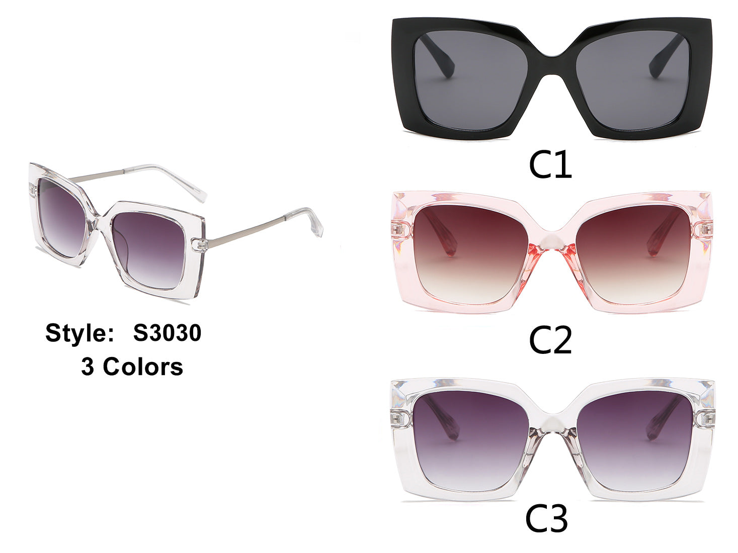 S3030 - Women Oversize Square Fashion Sunglasses - Iris Fashion Inc. | Wholesale Sunglasses and Glasses