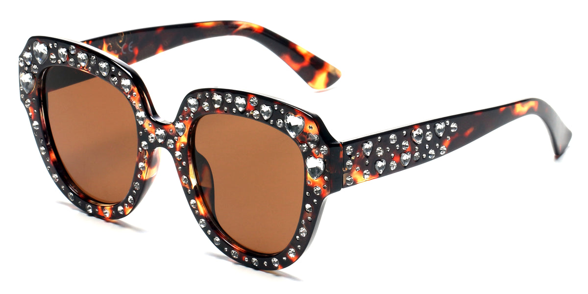S5003 - Women Round Cateye Rhinestone Fashion Sunglasses - Iris Fashion Inc. | Wholesale Sunglasses and Glasses