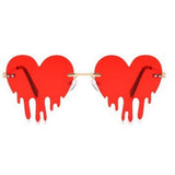 W2016 - Rimless Metal Heart Dripping Novelty Party Colored Lens Sunglasses