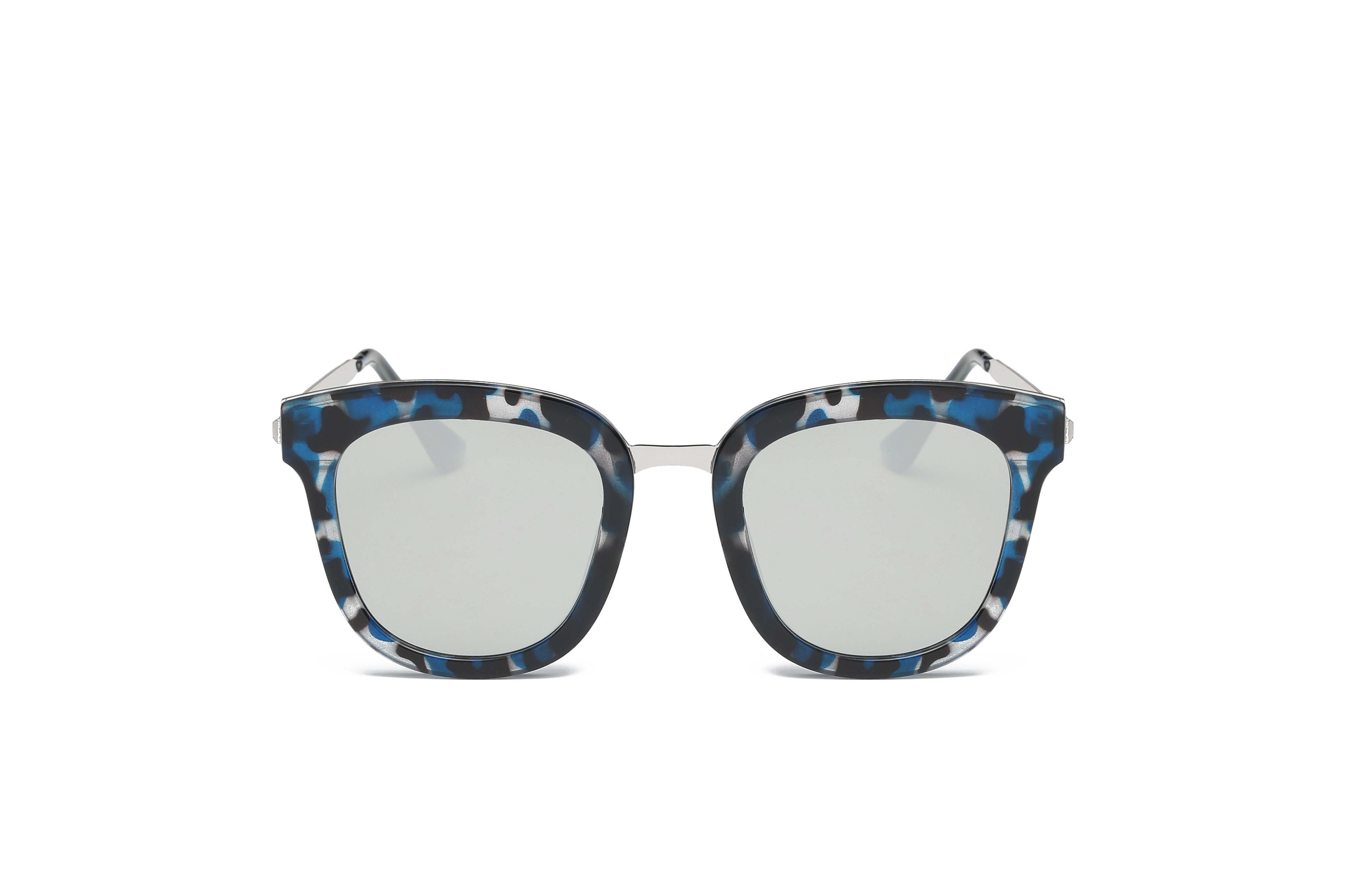 D65 Square Horn Rimmed Boxy Mirrored Lens Sunglasses - Iris Fashion Inc. | Wholesale Sunglasses and Glasses