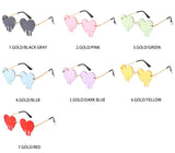 W2016 - Rimless Metal Heart Dripping Novelty Party Colored Lens Sunglasses