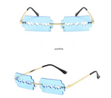 9072 - Rimless Rectangle Razor Blade Party Fashion Sunglasses