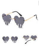 W2016 - Rimless Metal Heart Dripping Novelty Party Colored Lens Sunglasses
