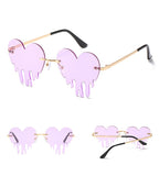 W2016 - Rimless Metal Heart Dripping Novelty Party Colored Lens Sunglasses