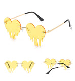 W2016 - Rimless Metal Heart Dripping Novelty Party Colored Lens Sunglasses